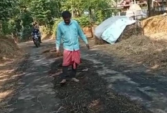 Belonia: In the sabotage fire paddy of a farmer burnt into ashes. Belonia: In the sabotage fire paddy of a farmer burnt into ashes.